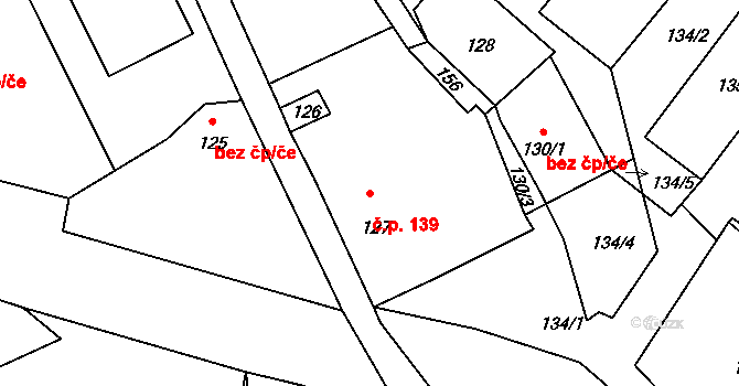 Dobranov 139, Česká Lípa na parcele st. 127/1 v KÚ Dobranov, Katastrální mapa