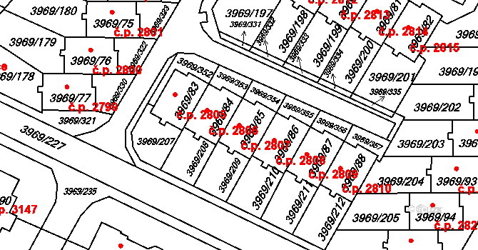 Česká Lípa 2807 na parcele st. 3969/85 v KÚ Česká Lípa, Katastrální mapa