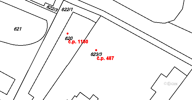 Rumburk 1 487, Rumburk na parcele st. 623/3 v KÚ Rumburk, Katastrální mapa