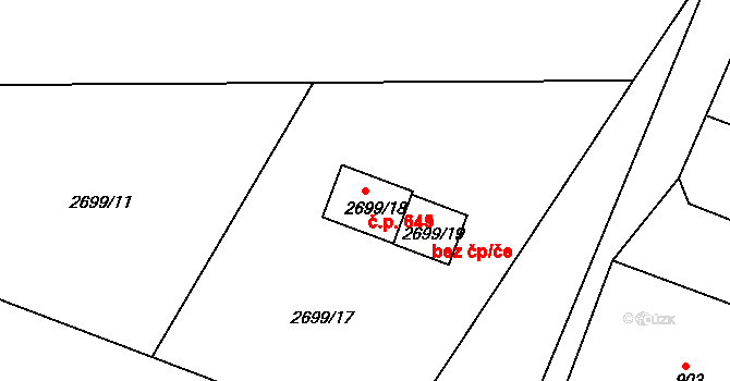 Želechovice nad Dřevnicí 645 na parcele st. 2699/18 v KÚ Želechovice nad Dřevnicí, Katastrální mapa