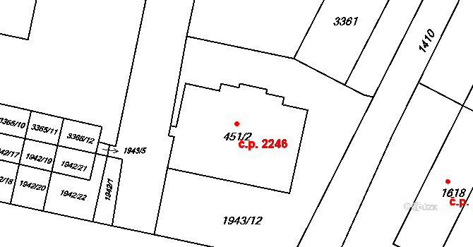 Předměstí 2246, Svitavy na parcele st. 451/2 v KÚ Svitavy-předměstí, Katastrální mapa