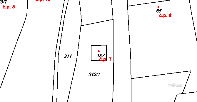 Močedník 7, Vitice na parcele st. 137 v KÚ Chotýš, Katastrální mapa