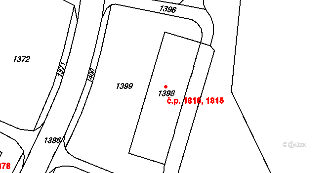 Žďár nad Sázavou 3 1815,1816, Žďár nad Sázavou na parcele st. 1398 v KÚ Město Žďár, Katastrální mapa