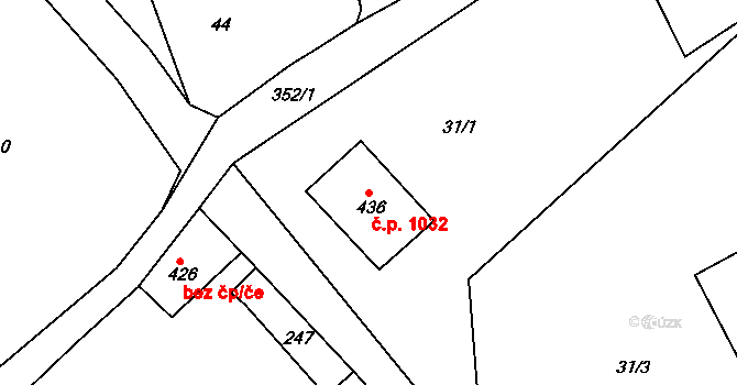 Dvořiště 1032, Bystřice nad Pernštejnem na parcele st. 436 v KÚ Dvořiště u Bystřice nad Pernštejnem, Katastrální mapa