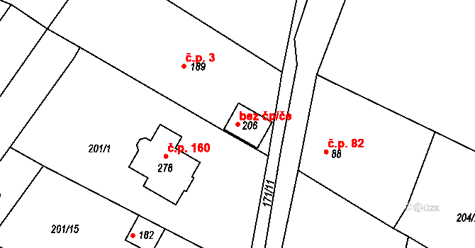 Patokryje 38020424 na parcele st. 206 v KÚ Patokryje, Katastrální mapa