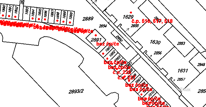 Brno 39449424 na parcele st. 1901 v KÚ Kohoutovice, Katastrální mapa