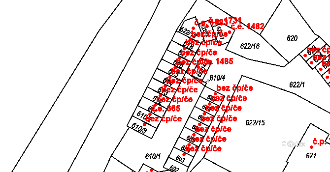 Děčín 40675424 na parcele st. 613 v KÚ Děčín, Katastrální mapa