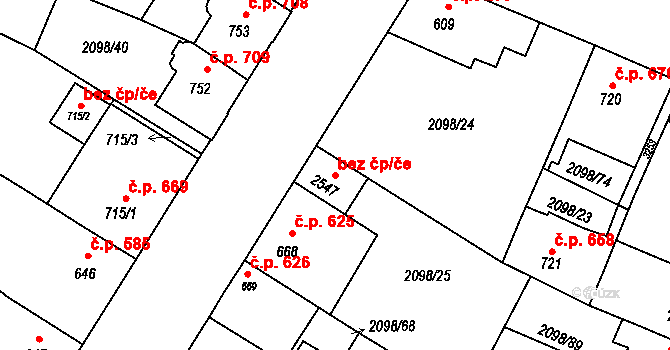 Opava 41433424 na parcele st. 2547 v KÚ Kateřinky u Opavy, Katastrální mapa