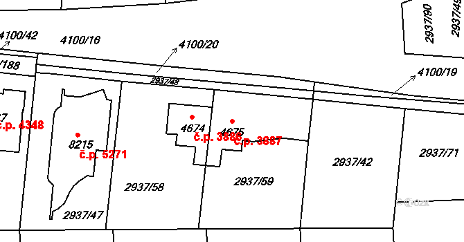 Zlín 3887 na parcele st. 4675 v KÚ Zlín, Katastrální mapa