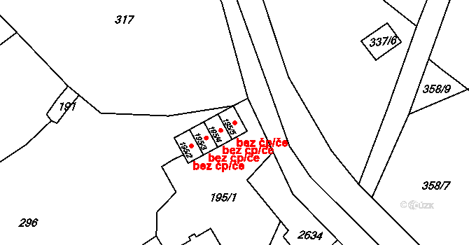 Velká Bukovina 42596424 na parcele st. 195/5 v KÚ Velká Bukovina, Katastrální mapa