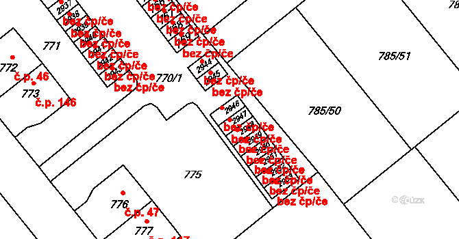 Káraný 46137424 na parcele st. 2947 v KÚ Káraný, Katastrální mapa