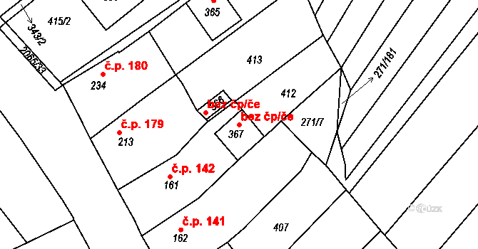 Merklín 46230424 na parcele st. 367 v KÚ Merklín u Přeštic, Katastrální mapa