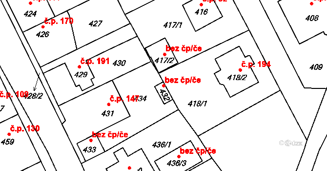 Tuchlovice 46438424 na parcele st. 432 v KÚ Srby u Tuchlovic, Katastrální mapa