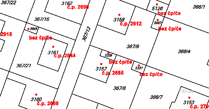 Břeclav 47219424 na parcele st. 5336 v KÚ Břeclav, Katastrální mapa