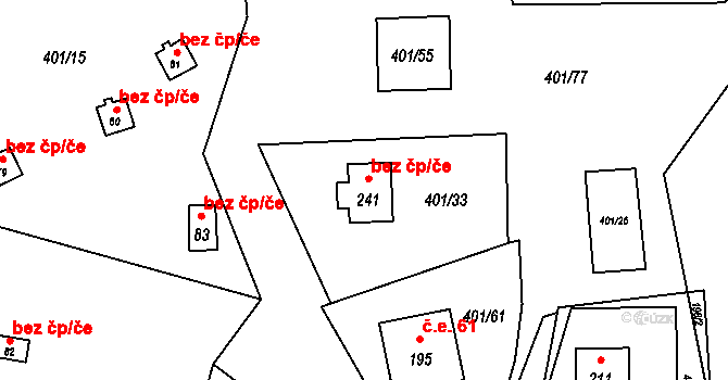 Týn nad Vltavou 47688424 na parcele st. 241 v KÚ Nuzice, Katastrální mapa