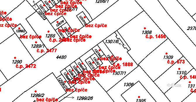 Teplice 48423424 na parcele st. 1307/4 v KÚ Teplice, Katastrální mapa