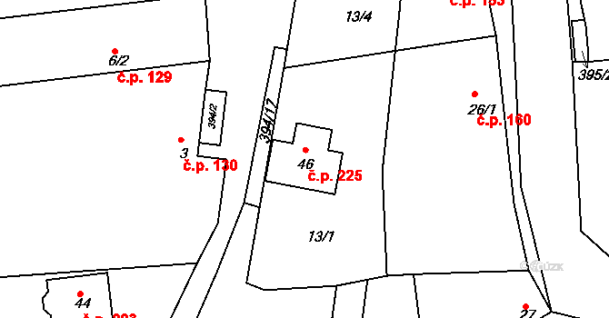 Moravská Huzová 225, Štěpánov na parcele st. 46 v KÚ Stádlo, Katastrální mapa