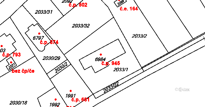 Beroun-Závodí 945, Beroun na parcele st. 6984 v KÚ Beroun, Katastrální mapa