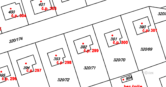 Třemošnice 299 na parcele st. 392 v KÚ Třemošnice nad Doubravou, Katastrální mapa