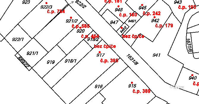 Drnovice 395 na parcele st. 917 v KÚ Drnovice u Vyškova, Katastrální mapa