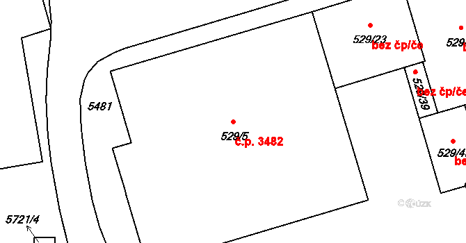 Břeclav 3482 na parcele st. 529/5 v KÚ Břeclav, Katastrální mapa