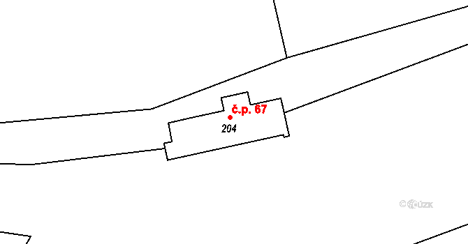 Pamětník 67, Chlumec nad Cidlinou na parcele st. 204 v KÚ Pamětník, Katastrální mapa