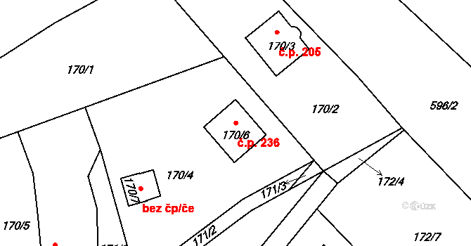 Dolní Libchava 236, Česká Lípa na parcele st. 170/6 v KÚ Dolní Libchava, Katastrální mapa