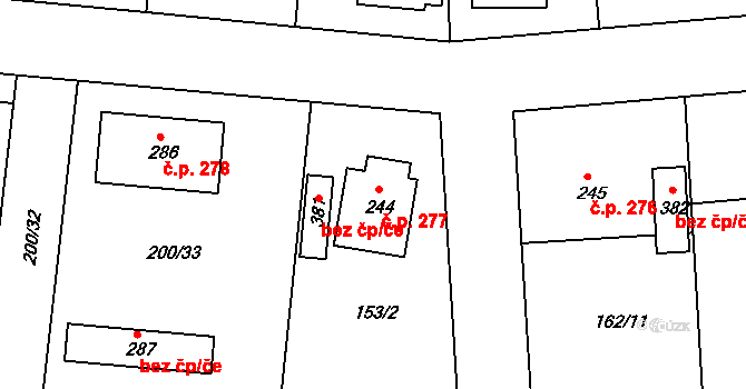 Leština 277 na parcele st. 244 v KÚ Leština u Zábřeha, Katastrální mapa
