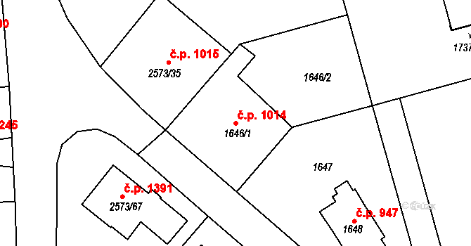 Rychnov nad Kněžnou 1014 na parcele st. 1646/1 v KÚ Rychnov nad Kněžnou, Katastrální mapa