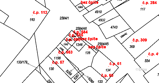 Bořetice 105993425 na parcele st. 1246 v KÚ Bořetice u Hustopečí, Katastrální mapa