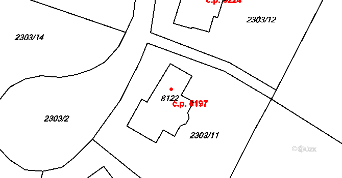 Zlín 5197 na parcele st. 8122 v KÚ Zlín, Katastrální mapa