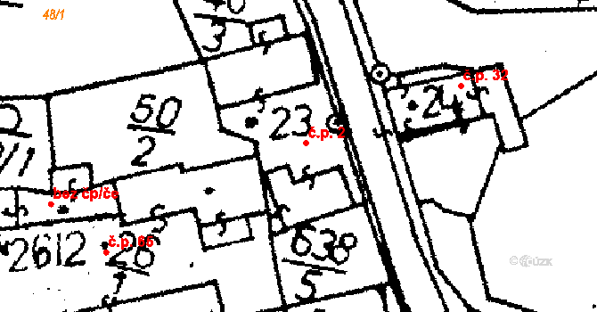 Kozohlody 2, Vlkaneč na parcele st. 23 v KÚ Kozohlody, Katastrální mapa