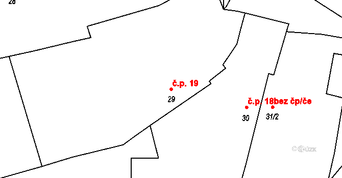 Krasavce 19, Dolní Lukavice na parcele st. 29 v KÚ Krasavce, Katastrální mapa