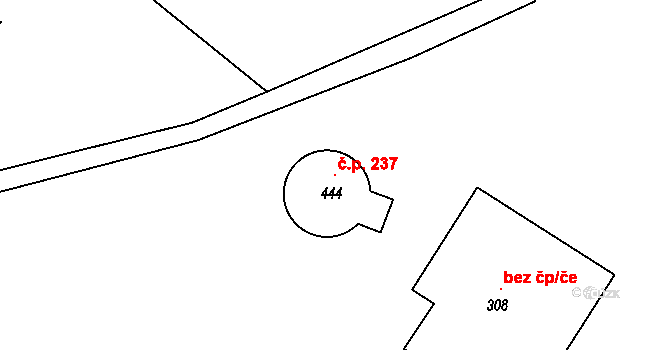 Mistrovice 237 na parcele st. 444 v KÚ Mistrovice nad Orlicí, Katastrální mapa