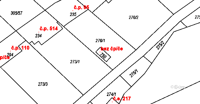 Černolice 120578425 na parcele st. 750 v KÚ Černolice, Katastrální mapa