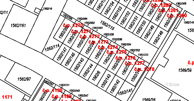 Ďáblice 1274, Praha na parcele st. 1562/357 v KÚ Ďáblice, Katastrální mapa