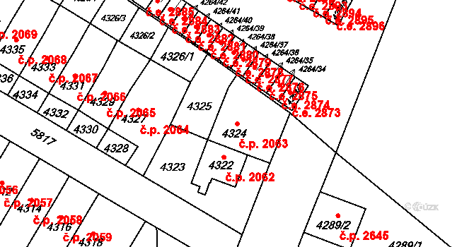 Jihlava 2063 na parcele st. 4324 v KÚ Jihlava, Katastrální mapa