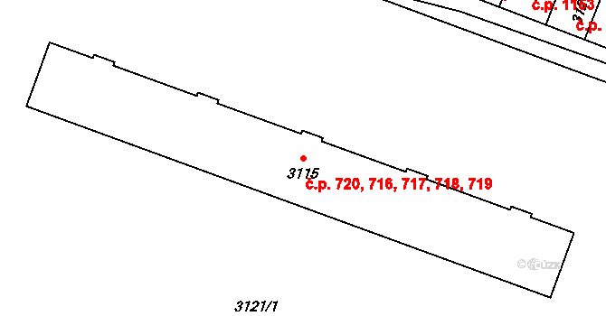 Lyžbice 716,717,718,719,720, Třinec na parcele st. 3115 v KÚ Lyžbice, Katastrální mapa