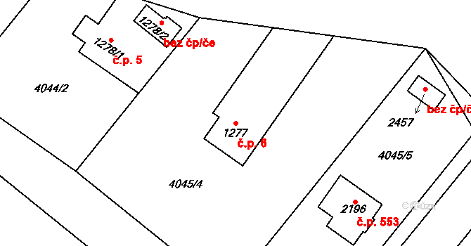 Morávka 6 na parcele st. 1277 v KÚ Morávka, Katastrální mapa