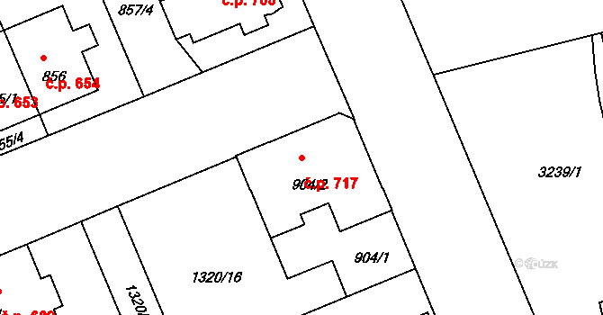 Šumperk 717 na parcele st. 904/2 v KÚ Šumperk, Katastrální mapa