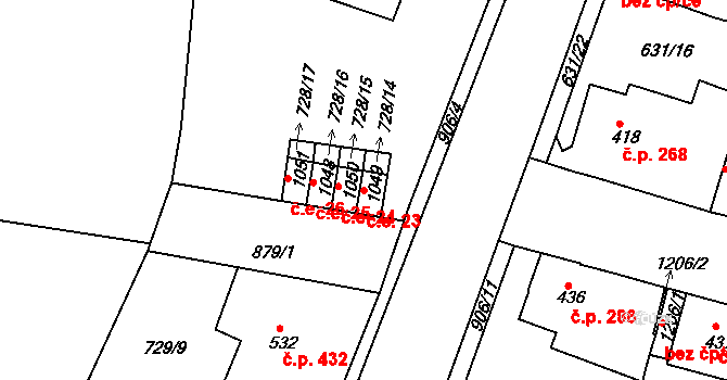 Osek 23 na parcele st. 1049 v KÚ Osek u Duchcova, Katastrální mapa