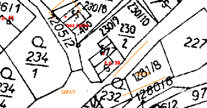 Opatovec 39 na parcele st. 17 v KÚ Opatovec, Katastrální mapa