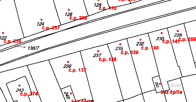 Grygov 138 na parcele st. 237 v KÚ Grygov, Katastrální mapa
