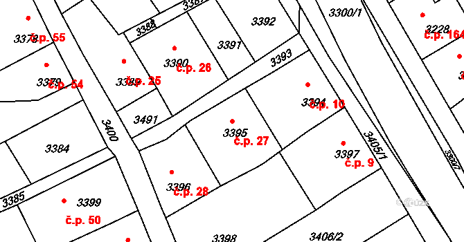 Mimoň I 27, Mimoň na parcele st. 3395 v KÚ Mimoň, Katastrální mapa