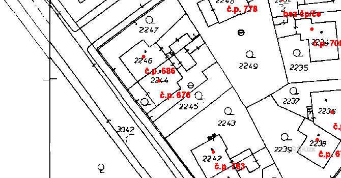 Poděbrady III 676, Poděbrady na parcele st. 2244 v KÚ Poděbrady, Katastrální mapa