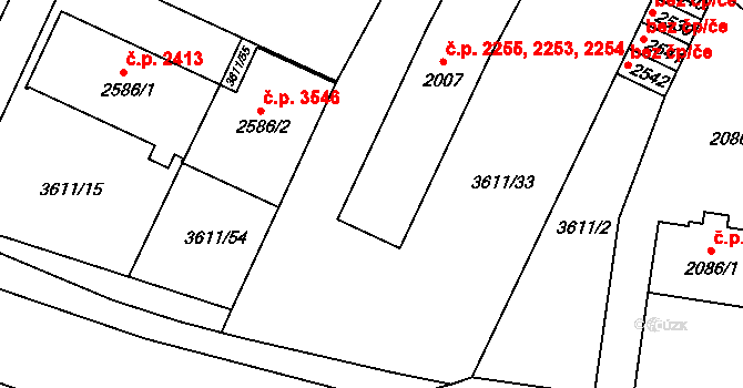 Břeclav 2253,2254,2255 na parcele st. 2007 v KÚ Břeclav, Katastrální mapa