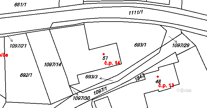 Vokov 14 na parcele st. 51 v KÚ Vokov u Rynárce, Katastrální mapa