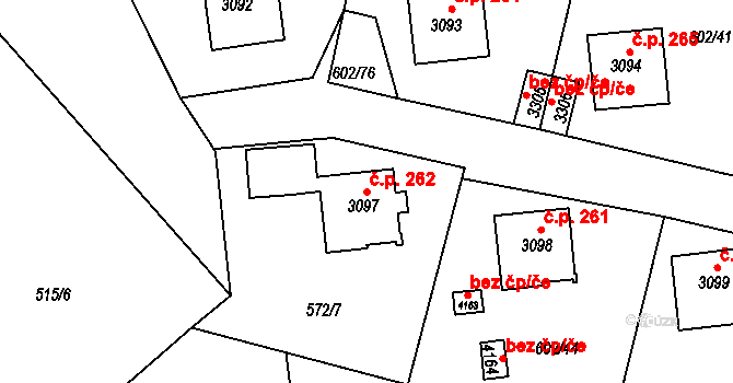 Dolní Předměstí 262, Trutnov na parcele st. 3097 v KÚ Trutnov, Katastrální mapa