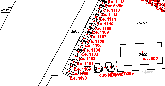Kuřim 1104 na parcele st. 3898 v KÚ Kuřim, Katastrální mapa