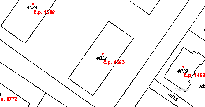 Vsetín 1583 na parcele st. 4022 v KÚ Vsetín, Katastrální mapa